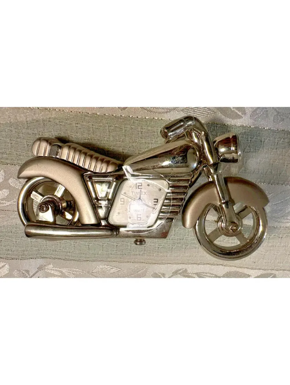 Motorcycle Mini Clock Collectible Timex Quartz Bike Motor Cycle Silver